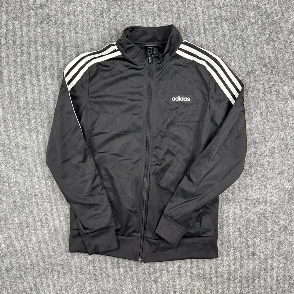 Adidas Track Jacket Mens Size M Black White Stripe Zip Up Athletic Sportswear